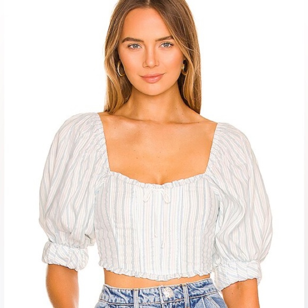 NWT for love and lemons Leslie crop top in blue